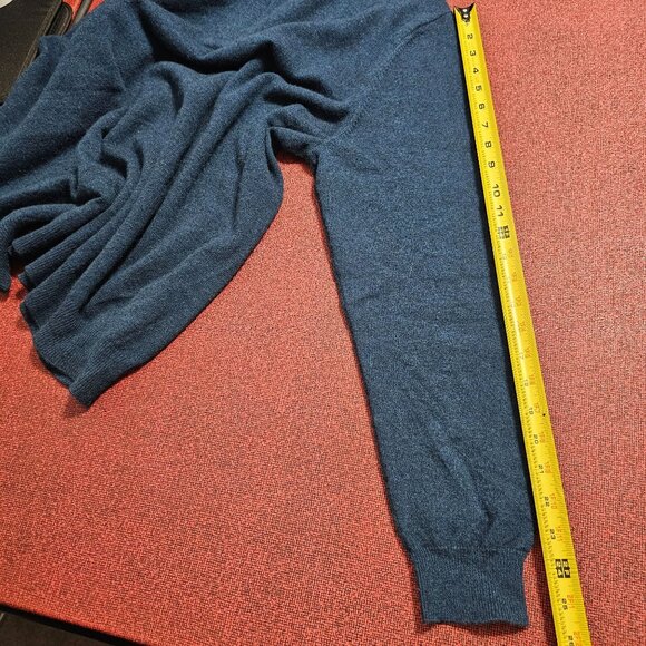 Kinross Cashmere Mens Teal Quarter-Zip Sweater XL Quiet Luxury Academia Preppy - Picture 8 of 8